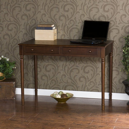 43" Brown Solid Wood Writing Desk With Two Drawers