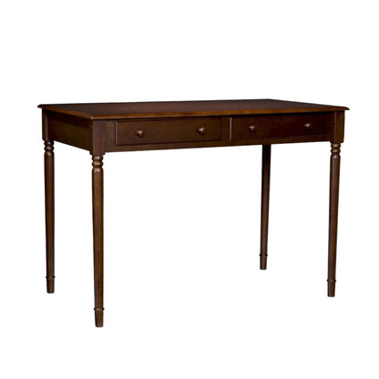 43" Brown Solid Wood Writing Desk With Two Drawers