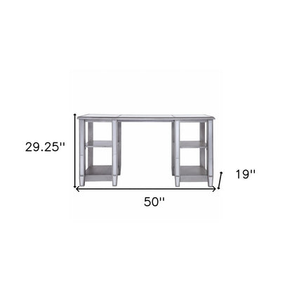50" Silver Mirrored Writing Desk
