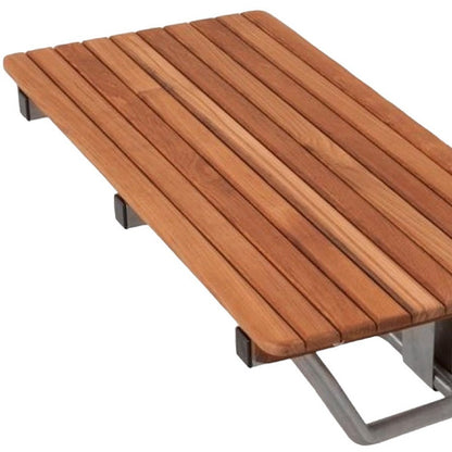 Banco de ducha de teca premium marrón de 28" para montaje en pared