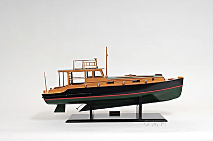 Barco pesquero Pilar Hemingway de 15" de madera maciza negra y verde, pintado a mano, modelo 1934