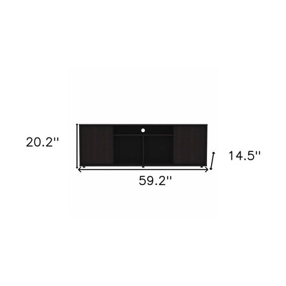 59" Black Open shelving TV Stand