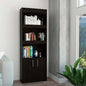 Librería de tres niveles de madera gris claro de 71" con dos puertas