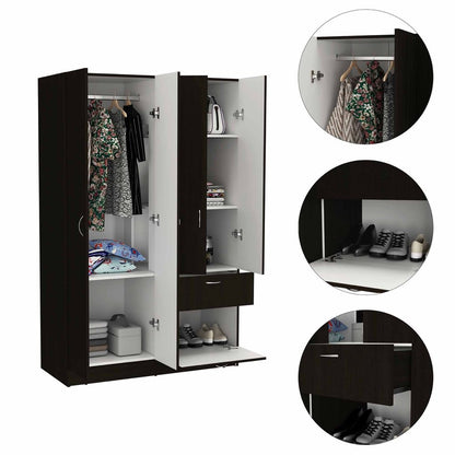Cómoda combinada de un cajón en blanco y negro de 67"