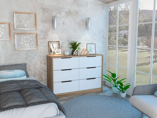 Cómoda de cuatro cajones de 42" en marrón y blanco