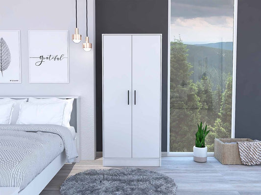Cómoda de madera blanca de 71" con dos puertas y un cajón