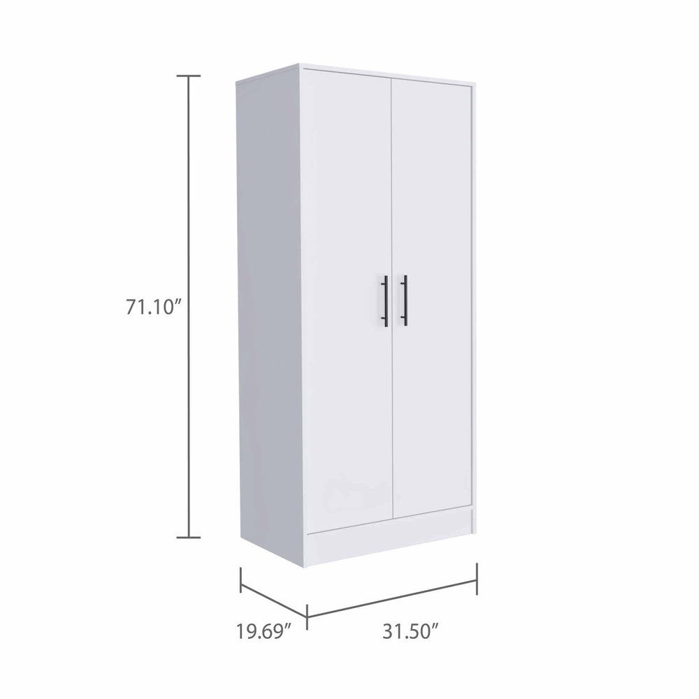 Cómoda de madera blanca de 71" con dos puertas y un cajón