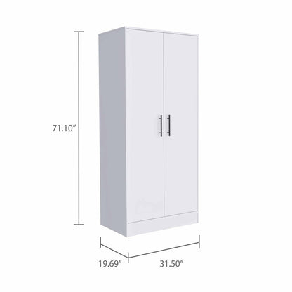 Cómoda de madera blanca de 71" con dos puertas y un cajón