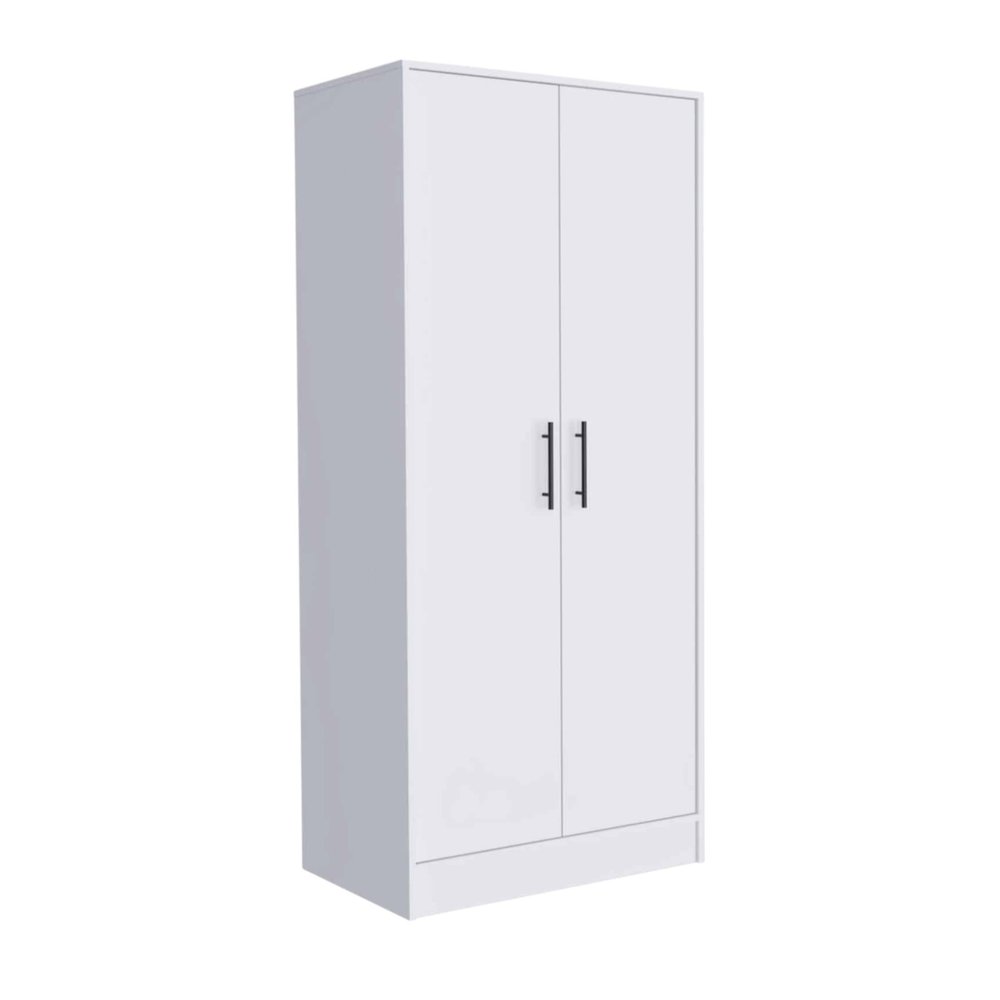 Cómoda de madera blanca de 71" con dos puertas y un cajón