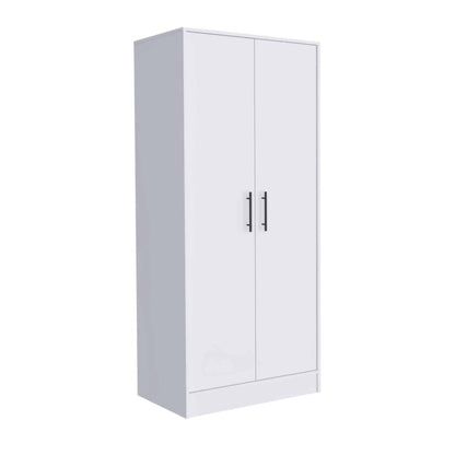 Cómoda de madera blanca de 71" con dos puertas y un cajón