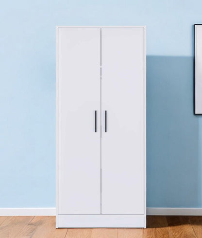 Cómoda de madera blanca de 71" con dos puertas y un cajón