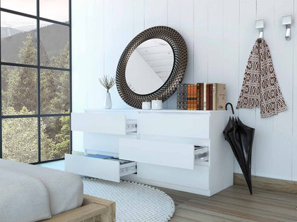 Cómoda doble blanca de seis cajones de 60"