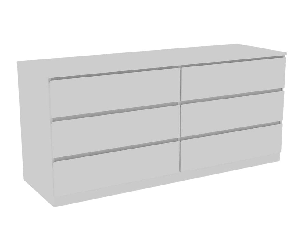 Cómoda doble blanca de seis cajones de 60"