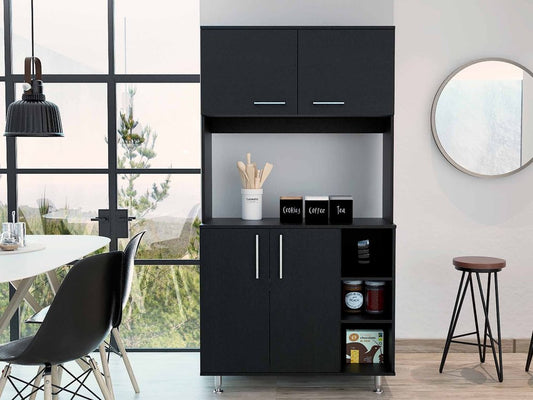 71" Black Wood Pantry Or Storage Closet