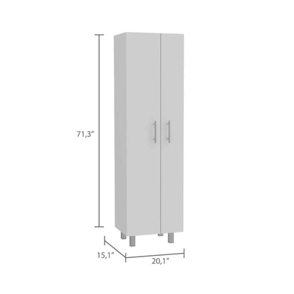71" White Versatile Tall Pantry Cabinet with Five Shelves