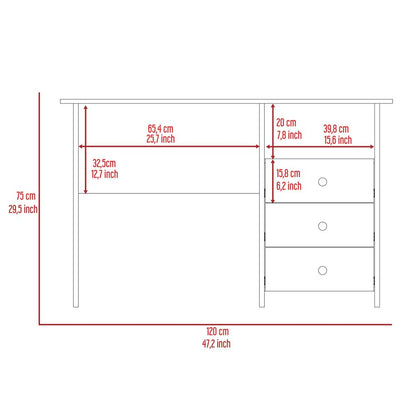 47" Light Gray and Brown Wood Computer Desk With Three Drawers