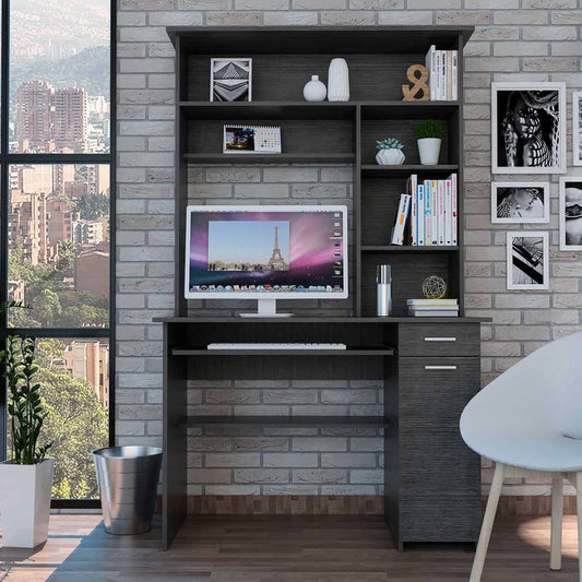 Escritorio de computadora gris de 43" con armario