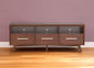 64" Brown Mahogany Solid Wood Open Shelving TV Stand