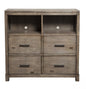42" Brown Solid Wood Open Shelving TV Stand