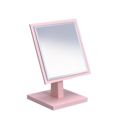 Espejo de sobremesa rectangular rosa para maquillaje y afeitado