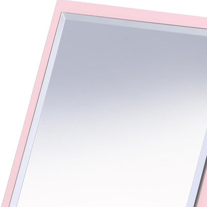 Espejo de sobremesa rectangular rosa para maquillaje y afeitado