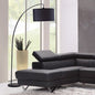 86" Black Metal Arc Floor Lamp With Black Fabric Drum Shade