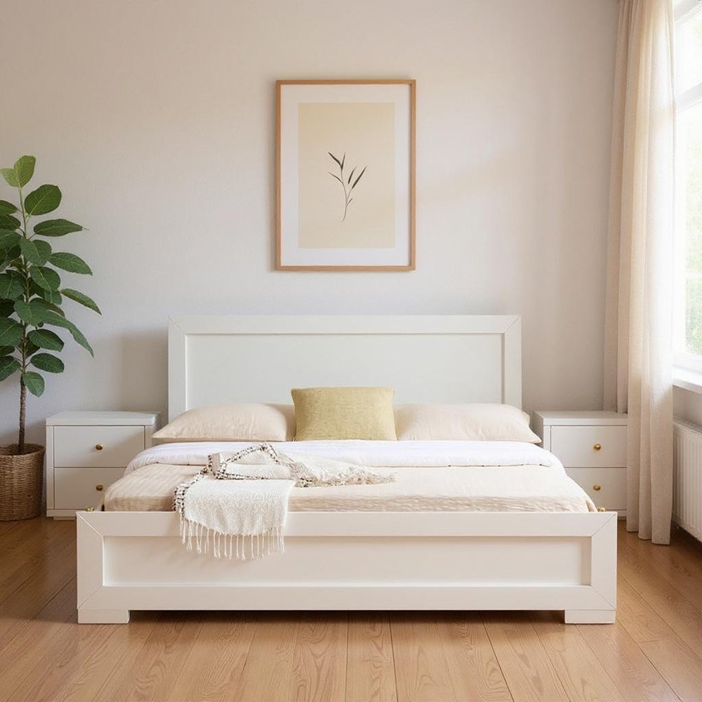 Moma Walnut Wood Platform Twin Bed With Nightstand