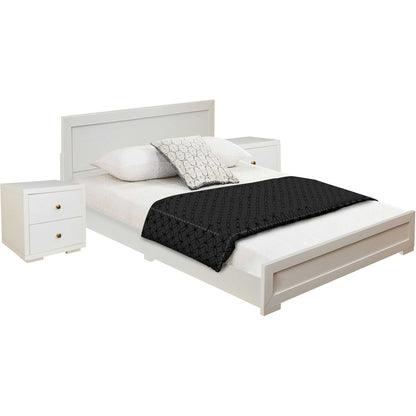 Moma Walnut Wood Platform Twin Bed With Nightstand