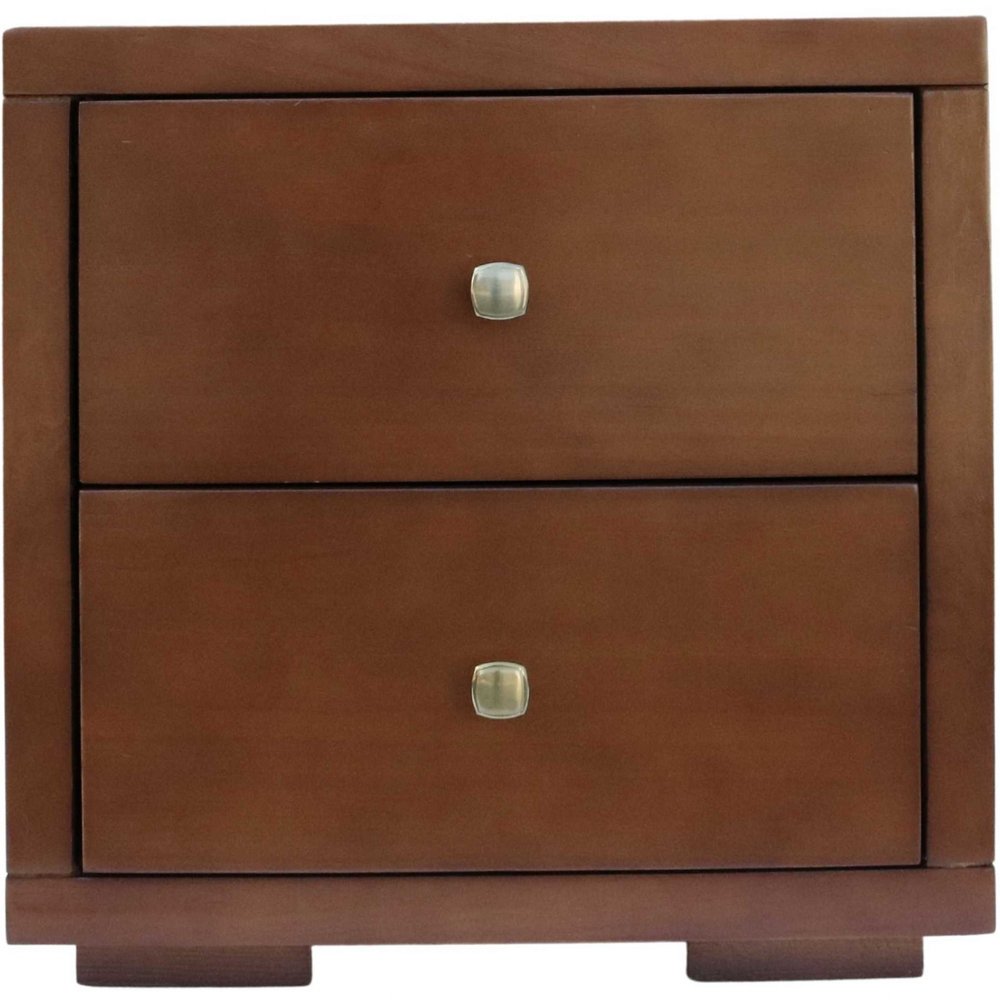Moma Walnut Wood Platform Twin Bed With Nightstand