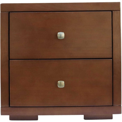 Moma Walnut Wood Platform Twin Bed With Nightstand
