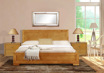 Moma Walnut Wood Platform Twin Bed With Nightstand