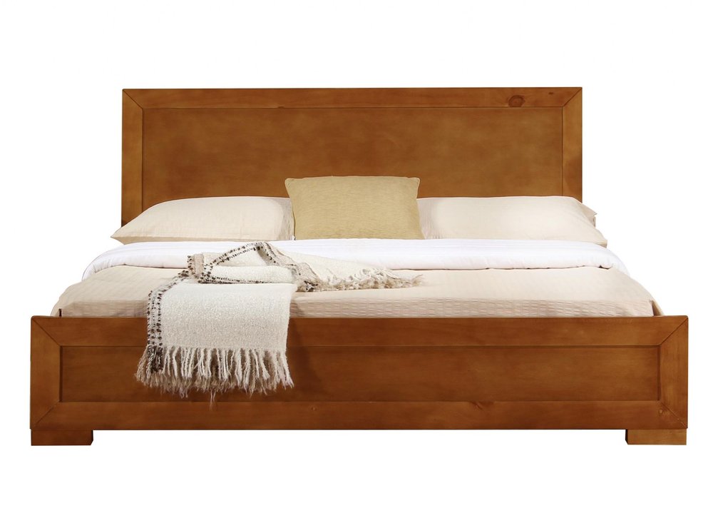 Moma Walnut Wood Platform Twin Bed With Nightstand