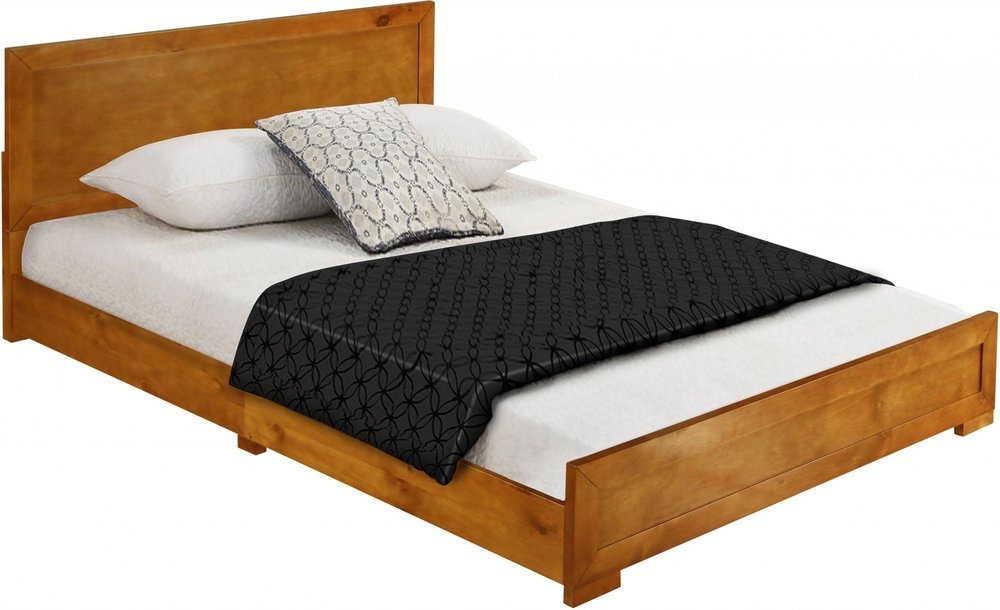 Moma Walnut Wood Platform Twin Bed With Nightstand