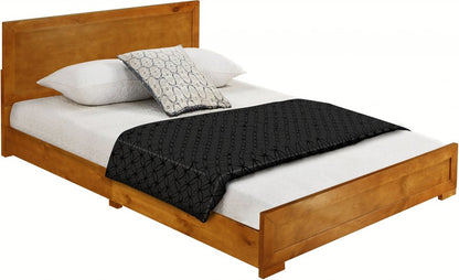Moma Walnut Wood Platform Twin Bed With Nightstand