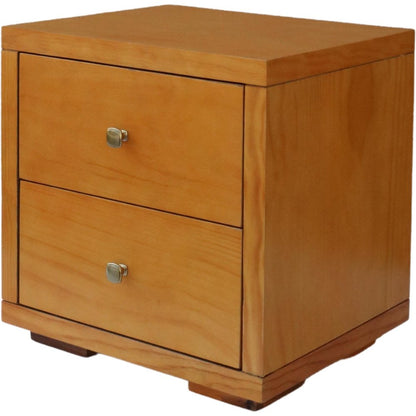 Moma Walnut Wood Platform Twin Bed With Nightstand