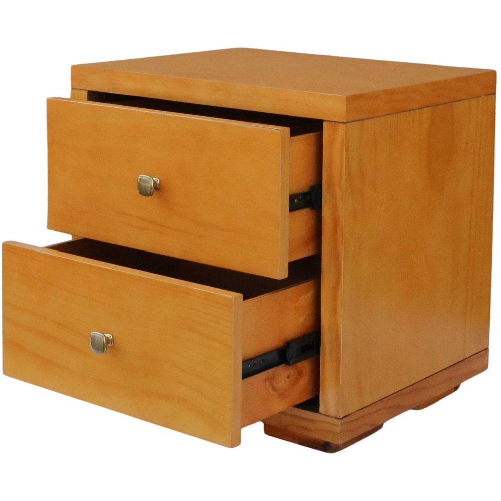 Moma Walnut Wood Platform Twin Bed With Nightstand