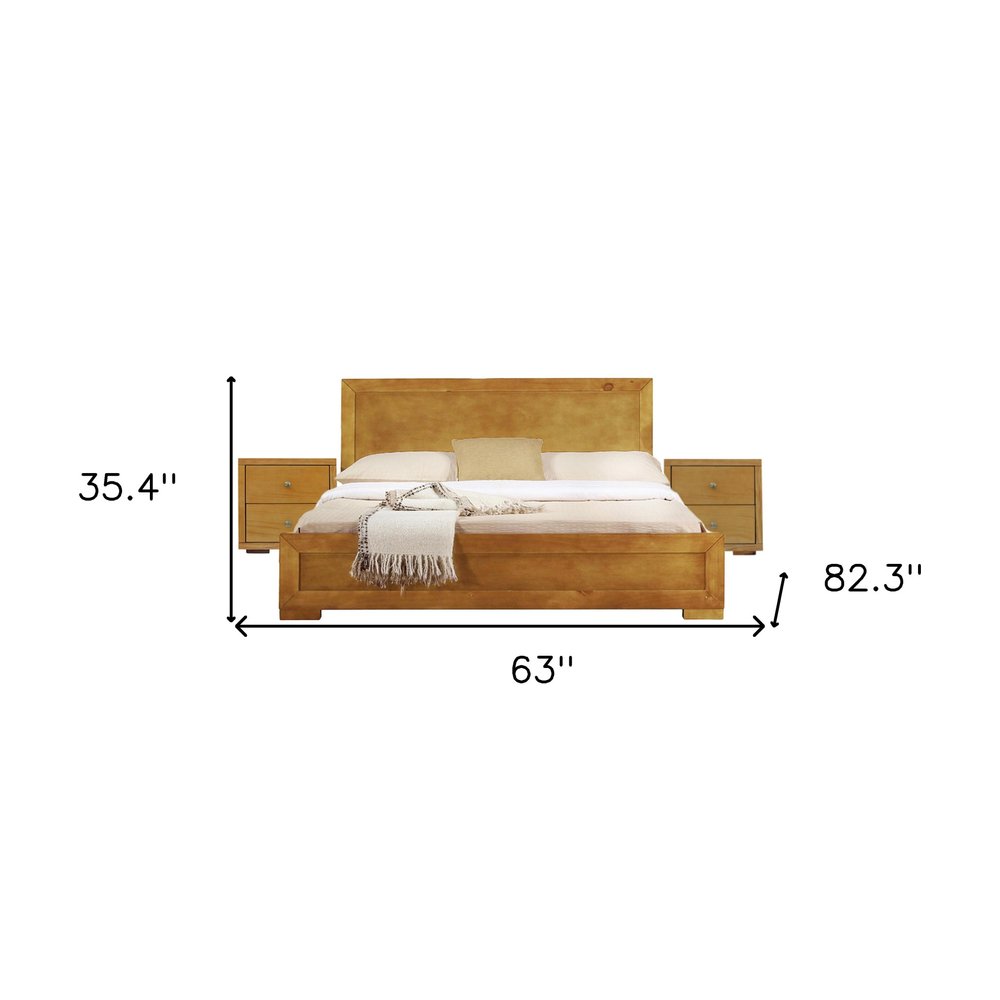Moma Walnut Wood Platform Twin Bed With Nightstand
