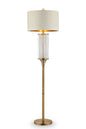 62" Gold Column Floor Lamp With Off White Metal Drum Shade