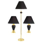 Set Of Three 64" Gold Ceramic Bedside Floor and Table Lamp Set With Black Empire Shade