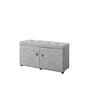 Light Gray Linen Look Double Door Shoe Storage Bench