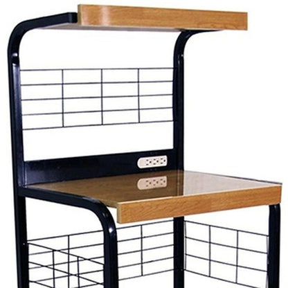 Carrito de cocina con ruedas de 26" en color negro y natural con almacenamiento