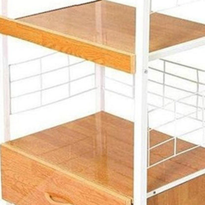 Carrito de cocina con ruedas de 26" blanco y natural con almacenamiento