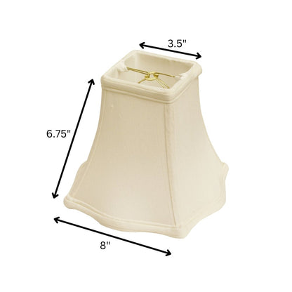 Pantalla de lámpara Monay Shantung cuadrada premium blanca de 8"