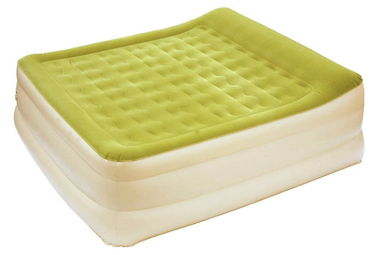 Colchón inflable tamaño queen con cabeza elevada, color verde musgo