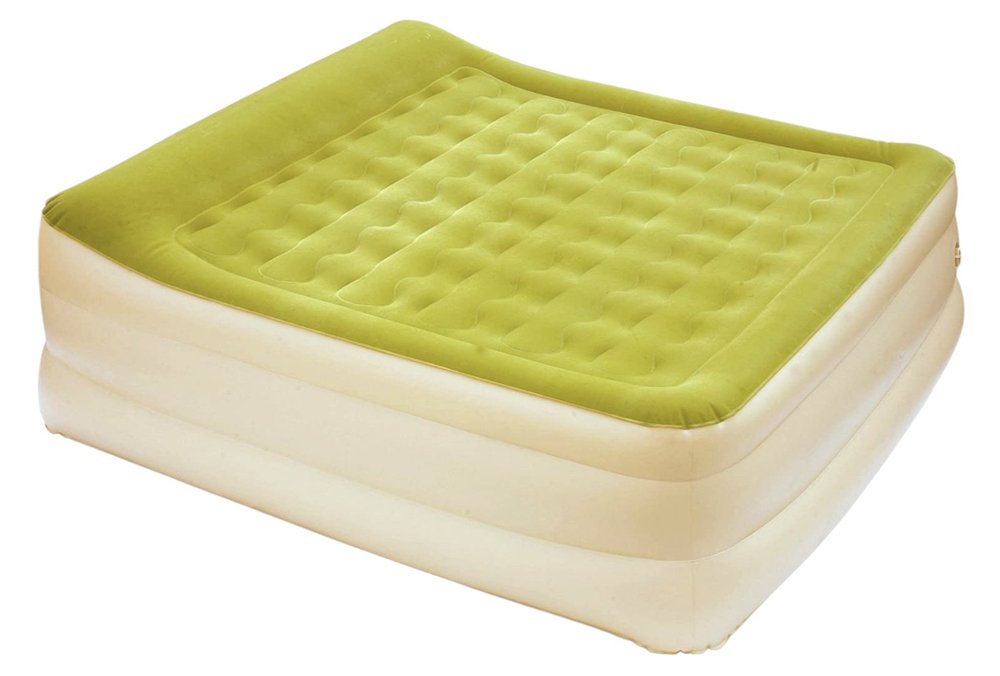 Colchón inflable tamaño queen con cabeza elevada, color verde musgo