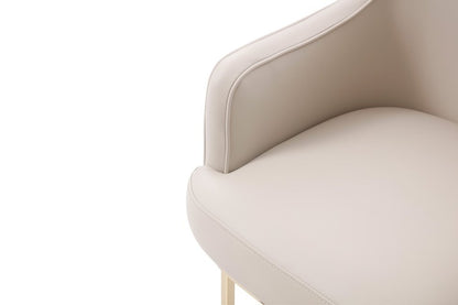 Gray and Gold Upholstered Fabric Dining Arm Chair