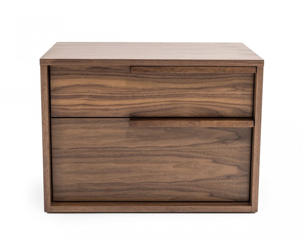 Mesita de noche de madera de 18" con dos cajones