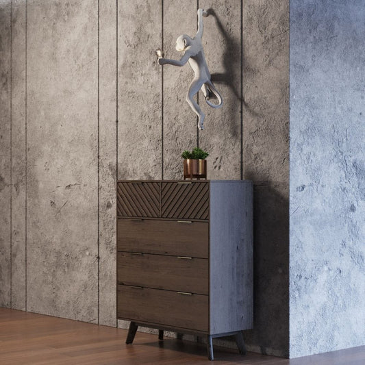 Cómoda de cinco cajones de madera maciza de acacia oscura de 39"