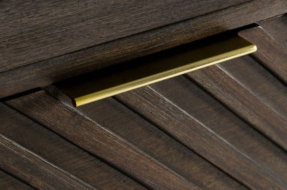 Cómoda de cinco cajones de madera maciza de acacia oscura de 39"
