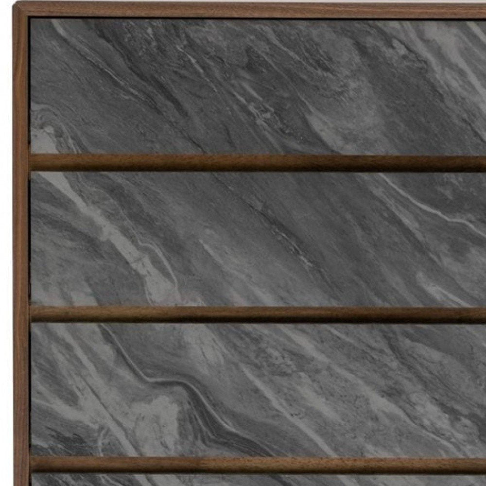 Cómoda de cinco cajones de madera manufacturada de 30" en nogal y gris